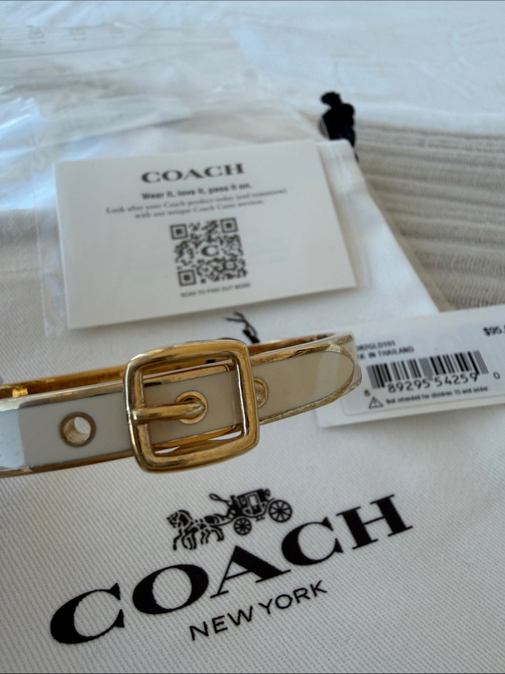 Coach Bracelet Cream Enamel with Gold Buckle Detail